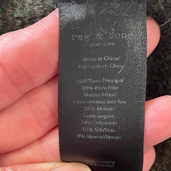 Rag & Bone Sinclair Mohair Blend Crew Neck Sweater, Army Green Camo Print, Small - Picture 7 of 15